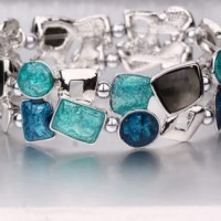 MAGNETIC HEMATITE BRACELET ABSTRACT BLUE TEAL PURE BY COPPERCRAFT GIFT BOXED